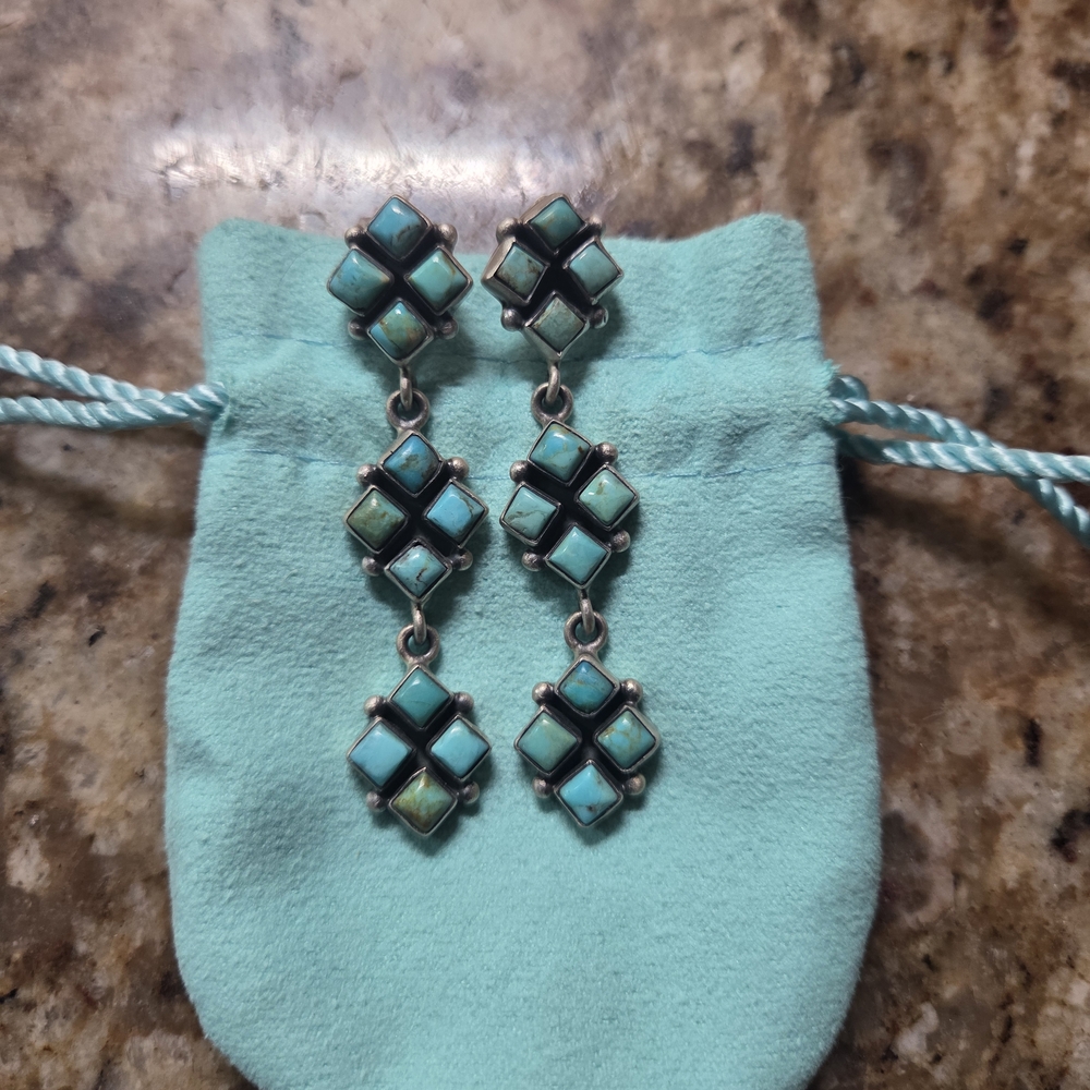 Handmade Sterling Silver Turquoise Dangle Earrings